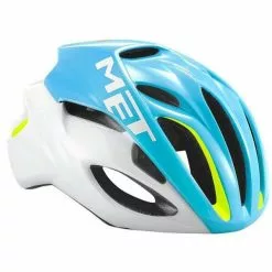 Casco Met Rivale Cyan Y Blanco