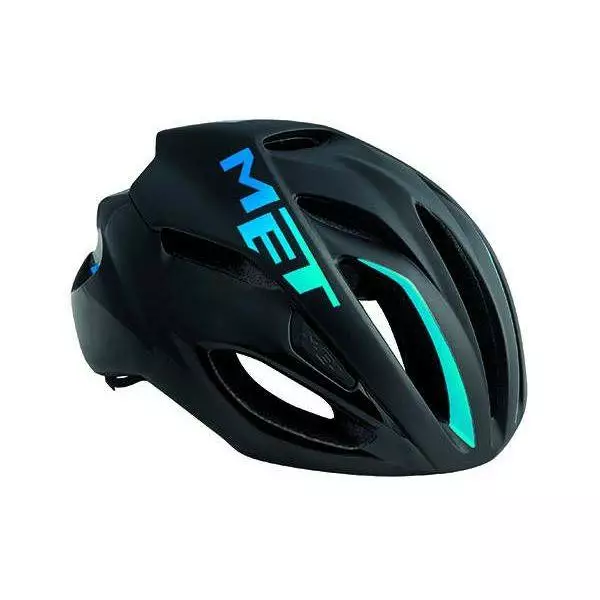Casco Met Rivale Negro Y Cyan 3 Casco Met Rivale Negro Y Cyan